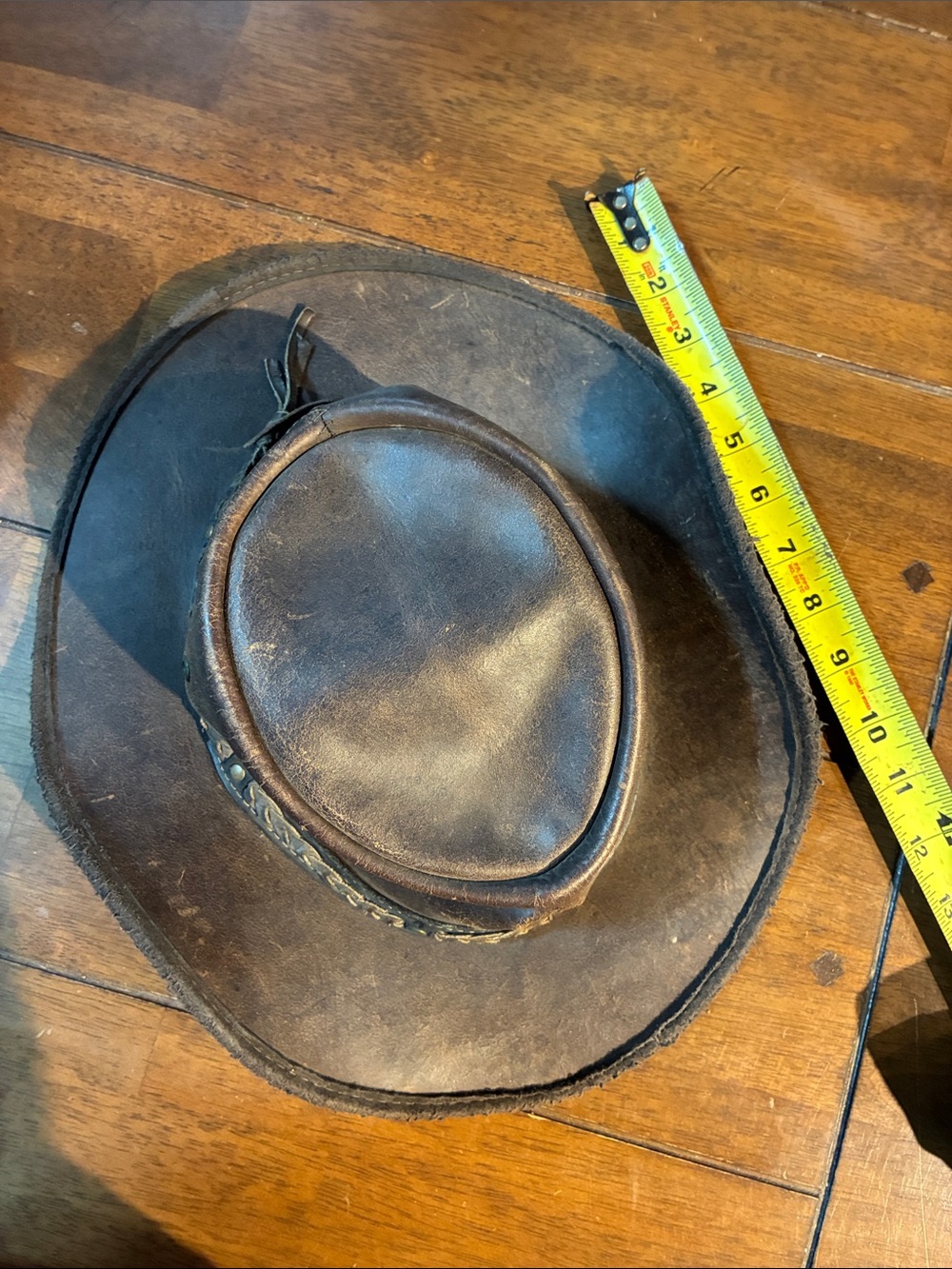 Cool vintage Rustic Brown Leather Cowboy Hat 🤠 - Picture 2 of 4